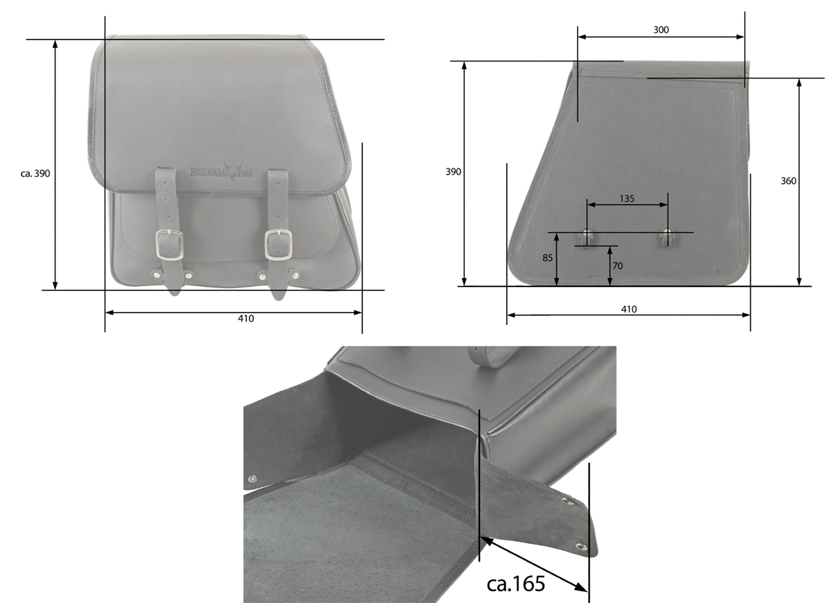 Saddlebag "Boston" 28 litres complete set 25 mm axle suitable for HD Dyna Fat Bob - left