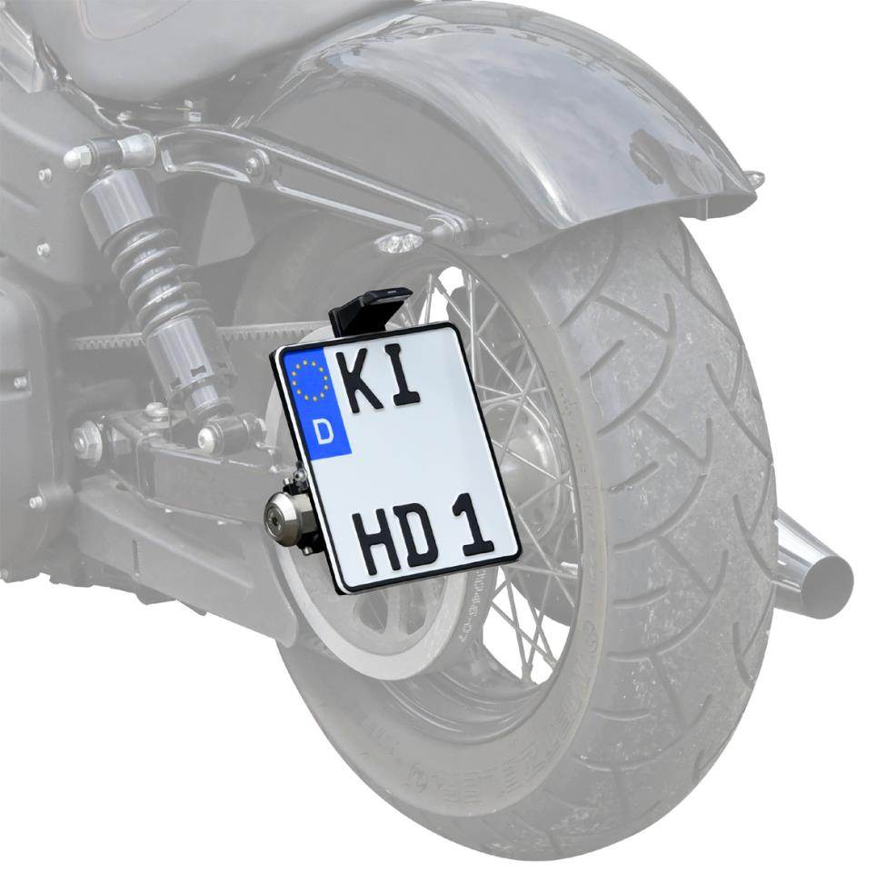 Lateral licence plate bracket 19 mm axle suitable for HD Dyna