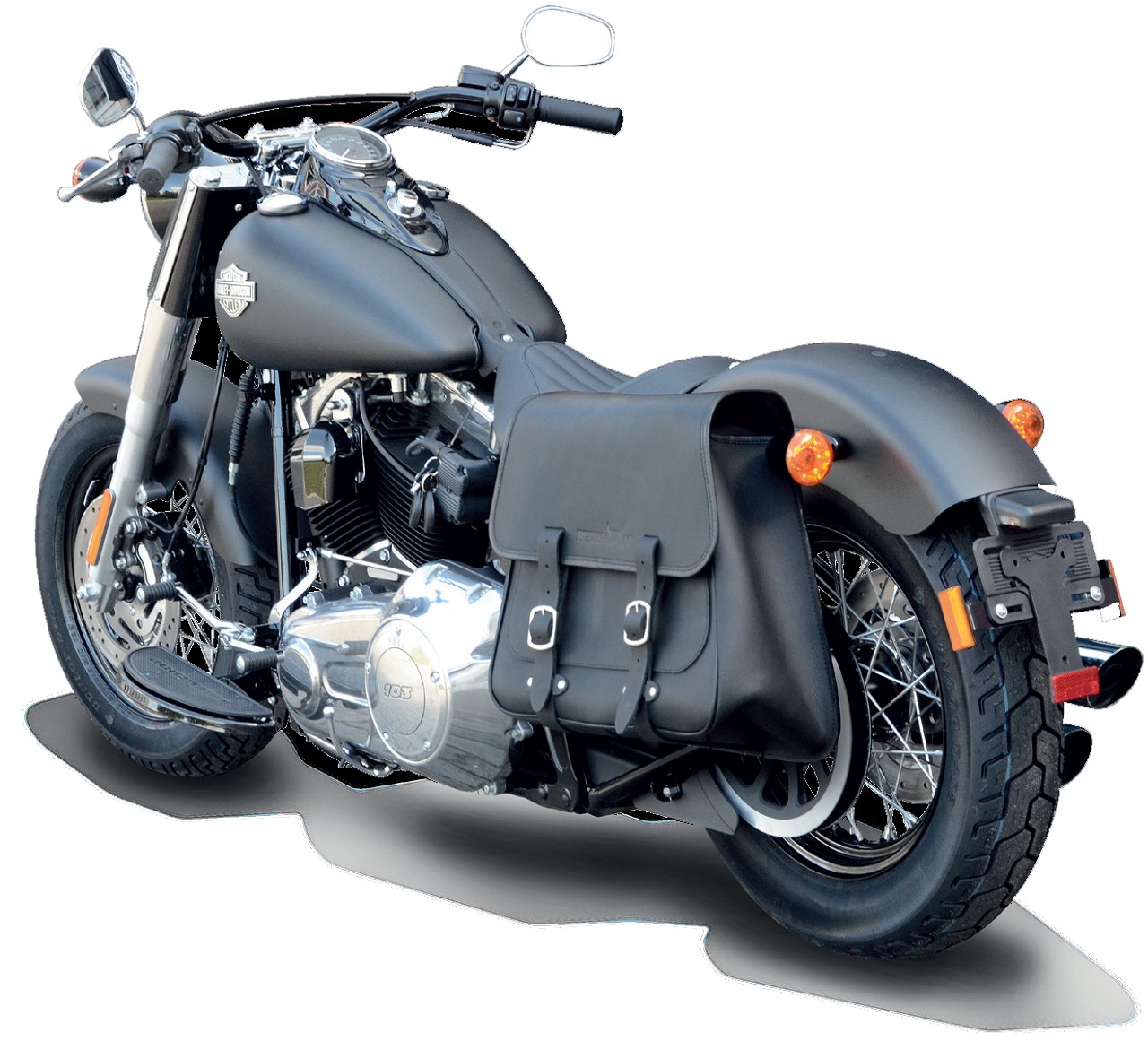 Saddlebag "Boston" 28 litres with bracket 180 mm suitable for HD Softail+Cruiser - left