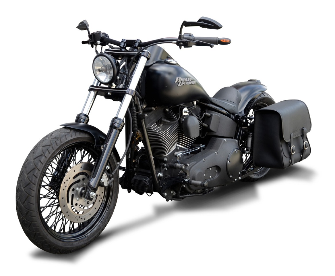 Saddlebag "Boston" 28 litres complete set 25 mm suitable for HD Softail Slim + Blackline - left